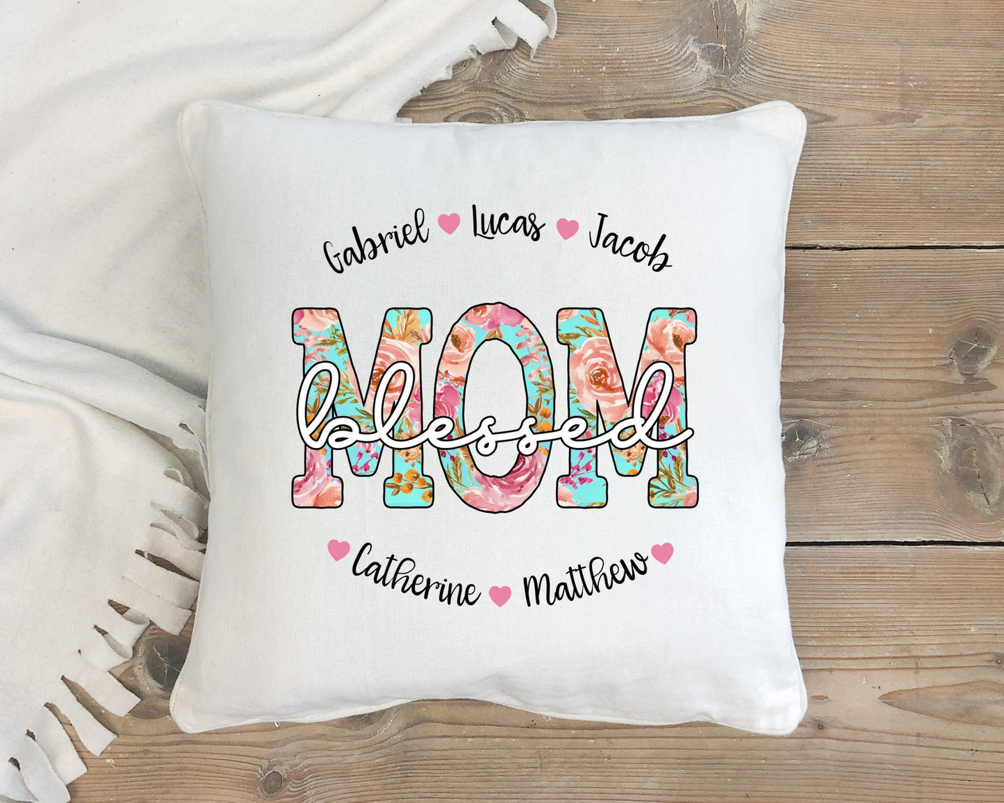 Personalized Blessed Mom Grandma Nana Name Pillow