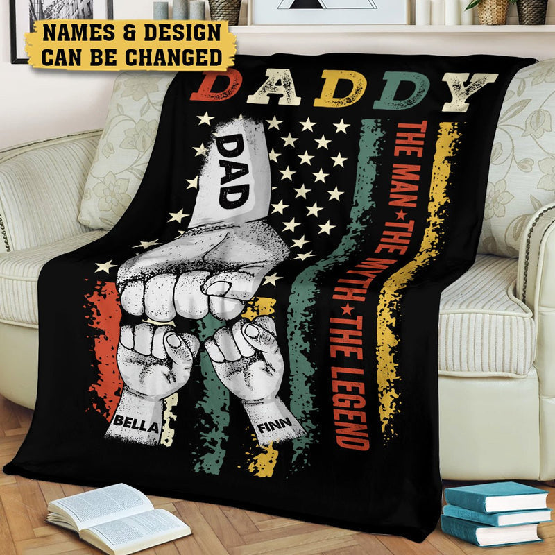 Personalized Fathers Day Blanket Daddy Hand Bumps