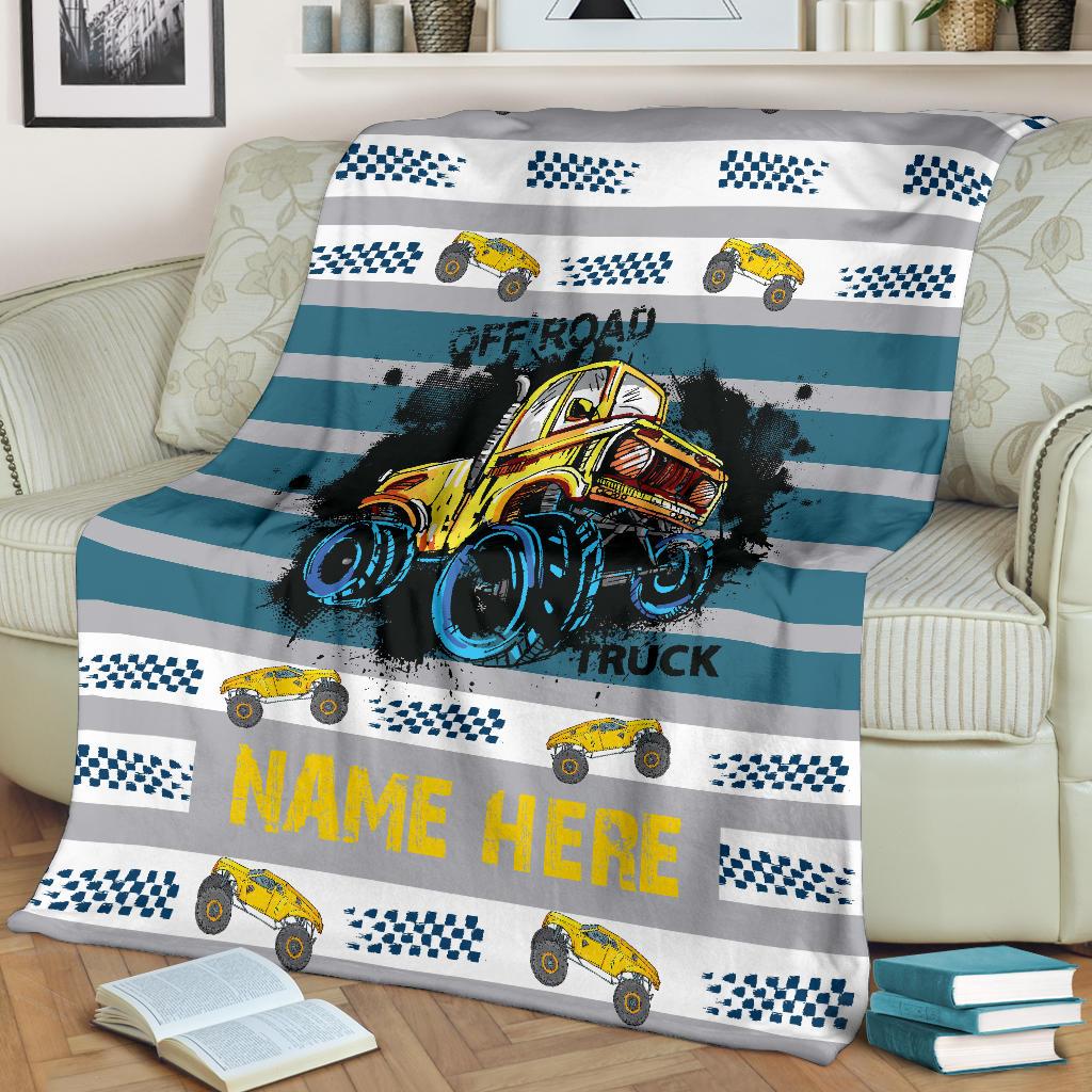 Custom Name Fleece Cartoon Blanket II07 - Truck