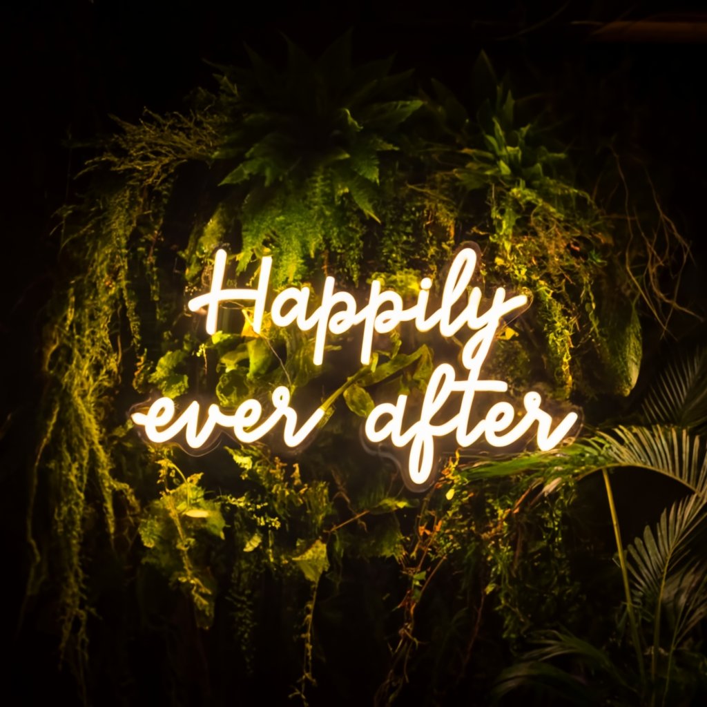 Happily Ever After Neon Sign: The Perfect Wedding Decor for Your Dream Celebration - NeonTitle