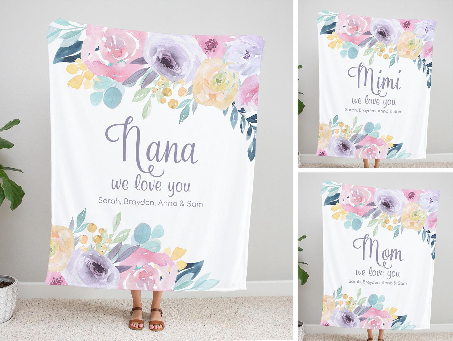 Personalized Flora Mom/Nana/Auntie We Love You Blanket|11042232
