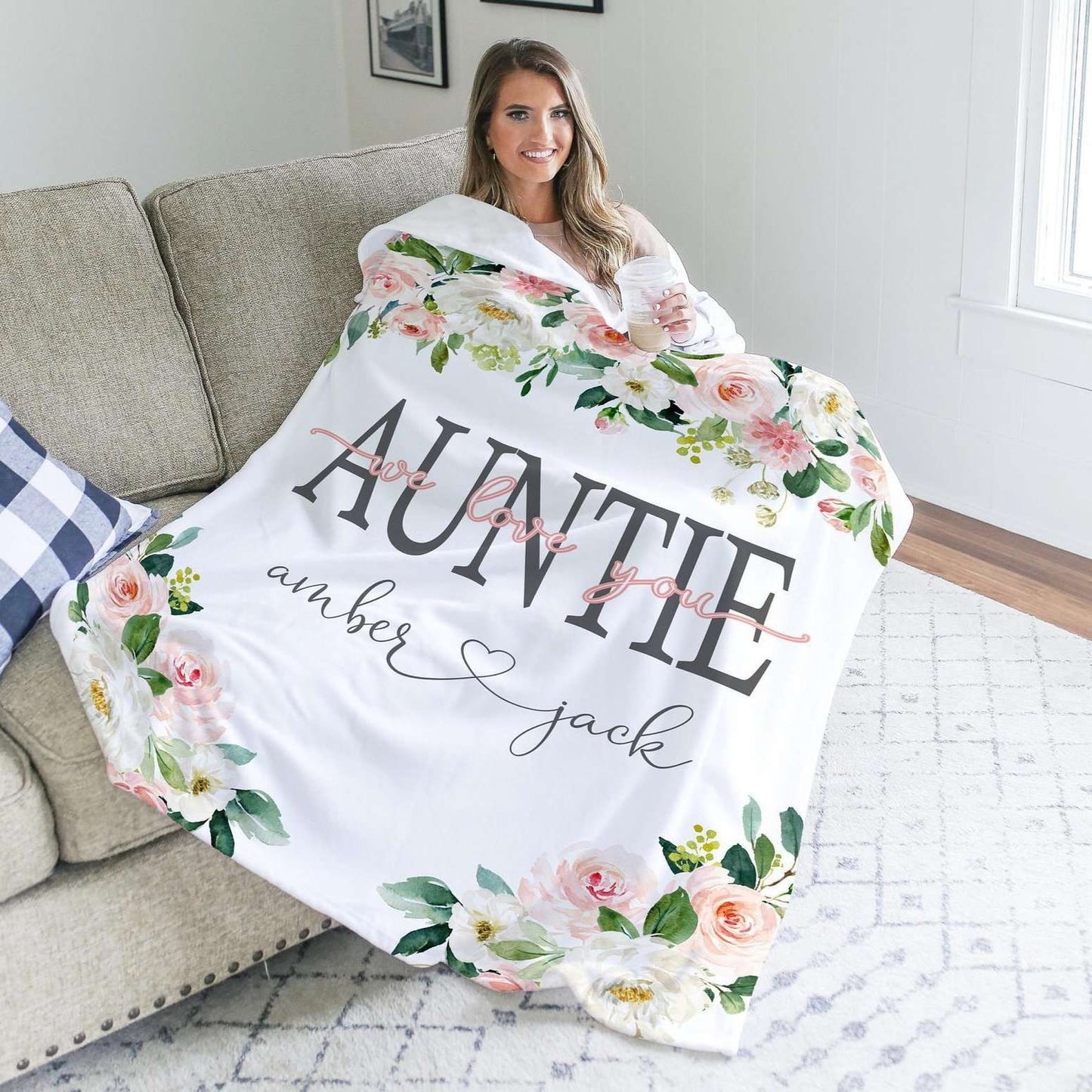 Personalized Flora Mom/Nana/Auntie We Love You Blanket|11042214
