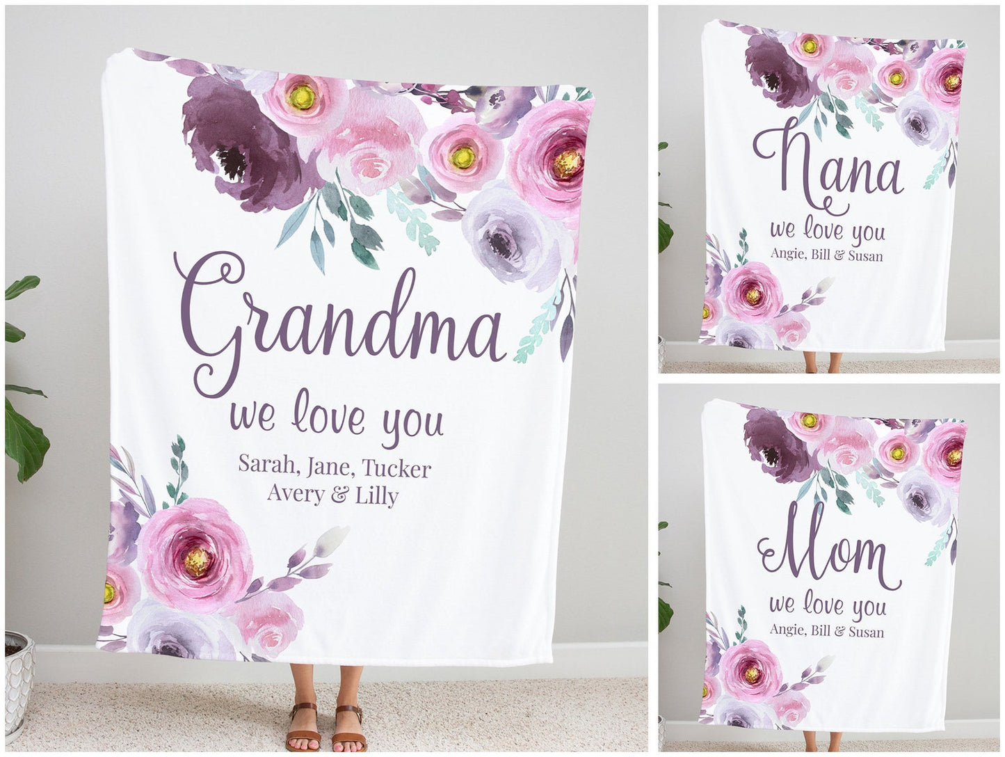 Personalized Flora Mom/Nana/Auntie We Love You Blanket|11042230