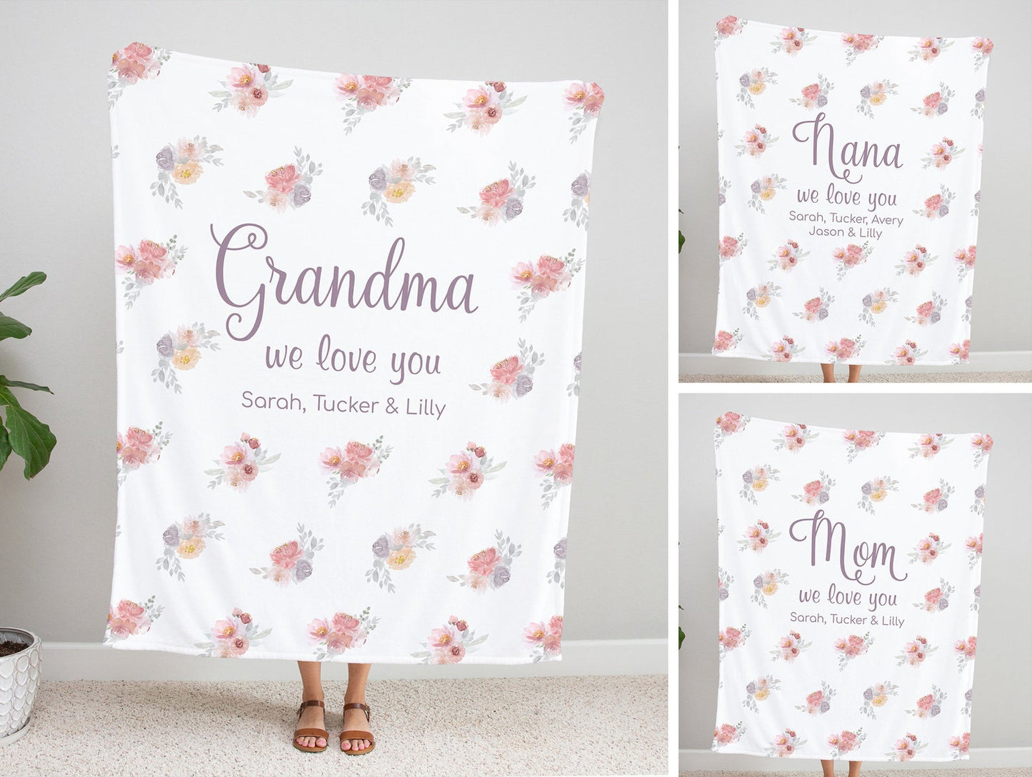 Personalized Flora Mom/Nana/Auntie We Love You Blanket|11042237