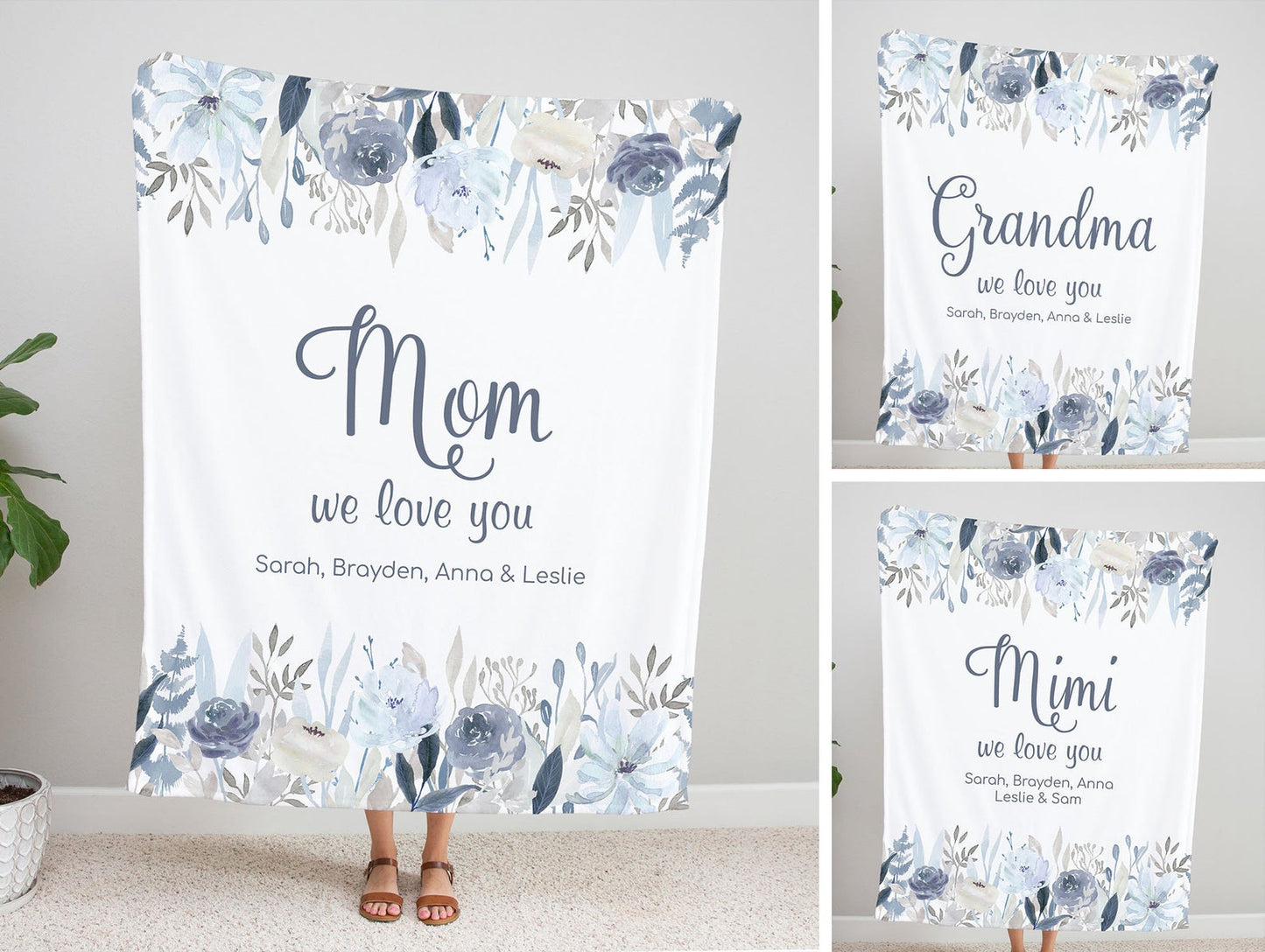 Personalized Flora Mom/Nana/Auntie We Love You Blanket |110439