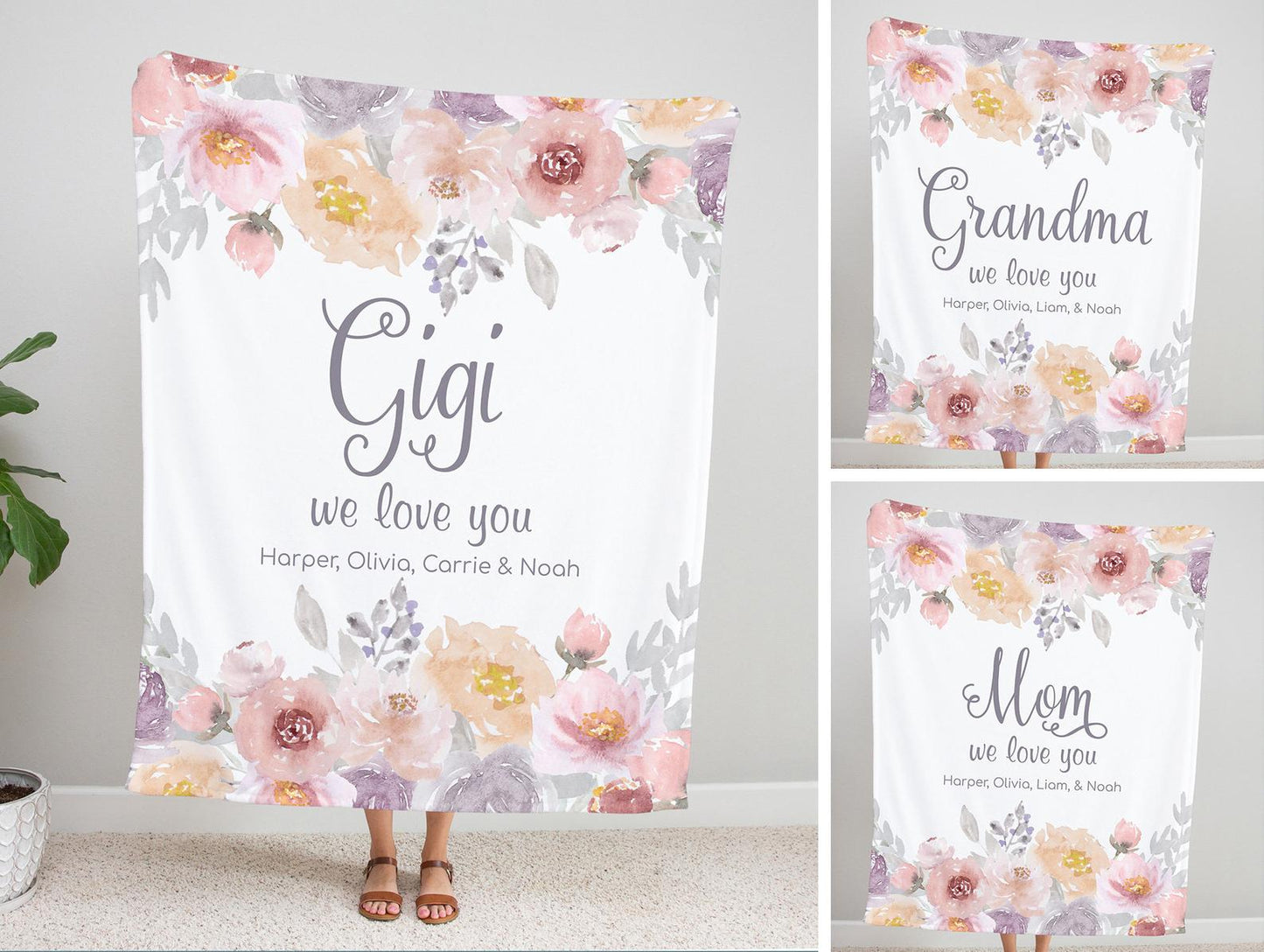 Personalized Flora Mom/Nana/Auntie We Love You Blanket|11042238