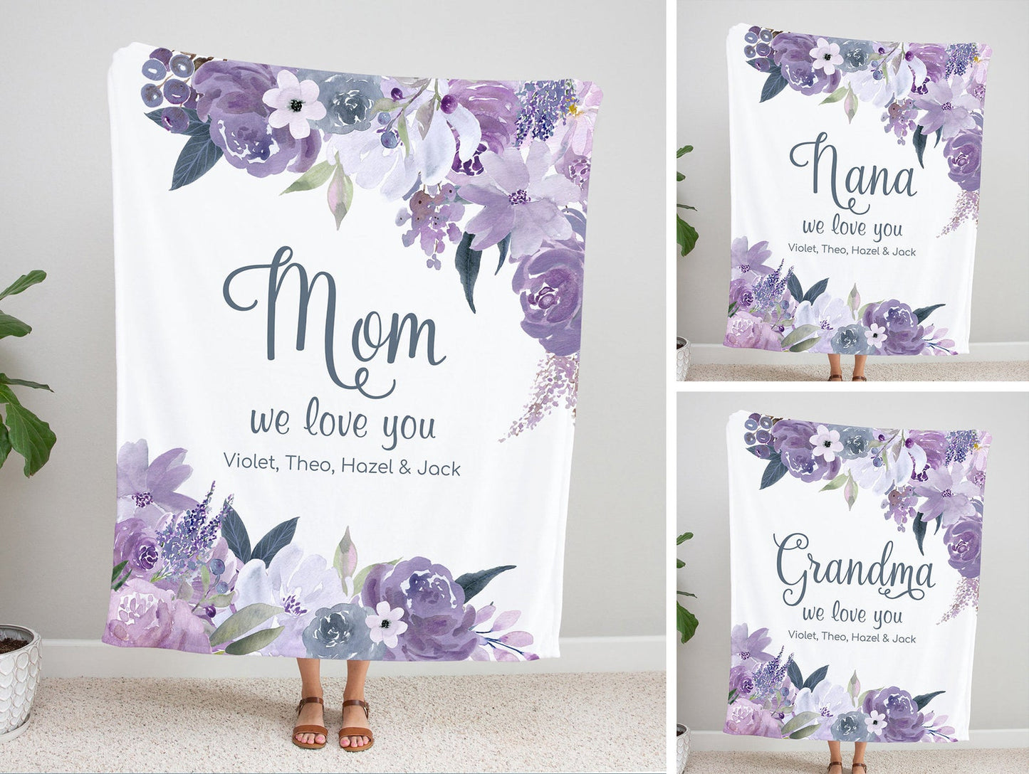 Personalized Flora Mom/Nana/Auntie We Love You Blanket|11042233