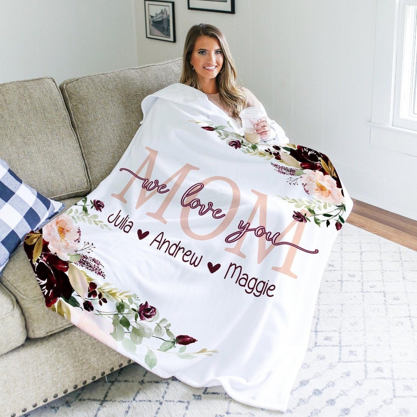 Personalized Flora Mom/Nana/Auntie We Love You Blanket|11042224