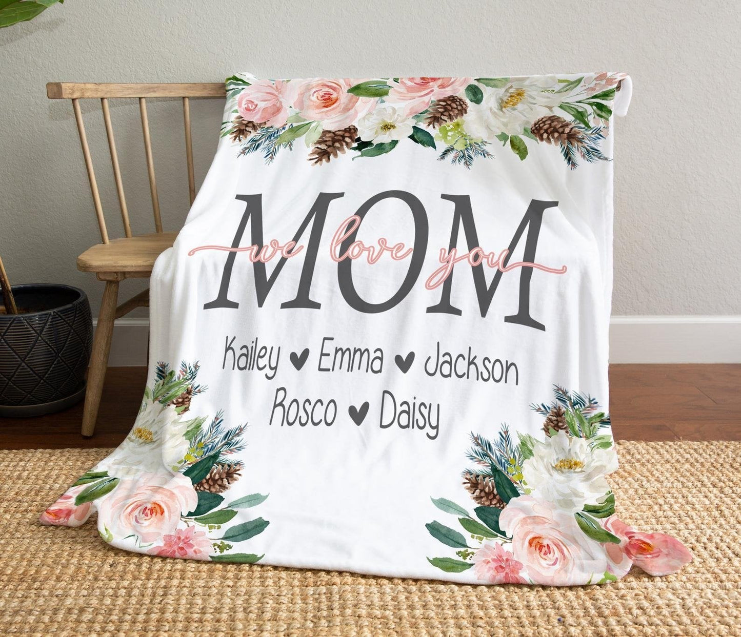 Personalized Flora Mom/Nana/Auntie We Love You Blanket|11042222