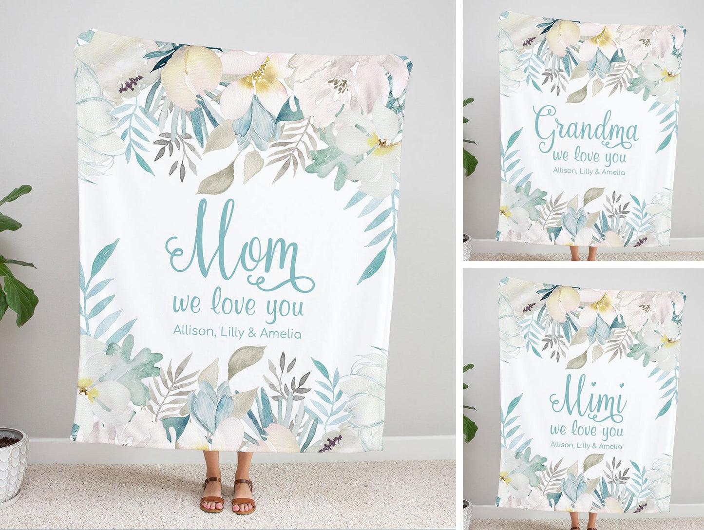 Personalized Flora Mom/Nana/Auntie We Love You Blanket|11042229