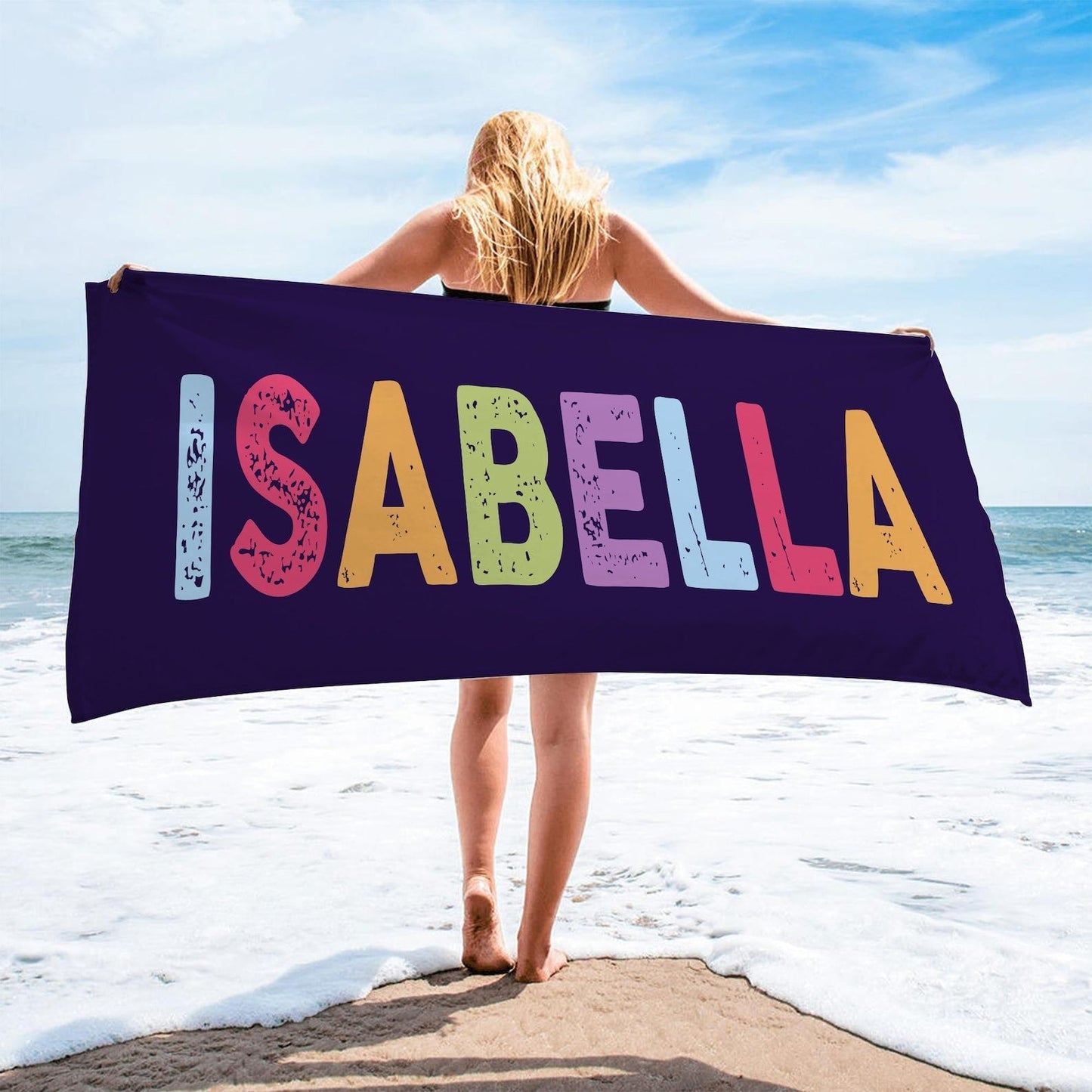 Personalized Beach Towels Rainbow Name