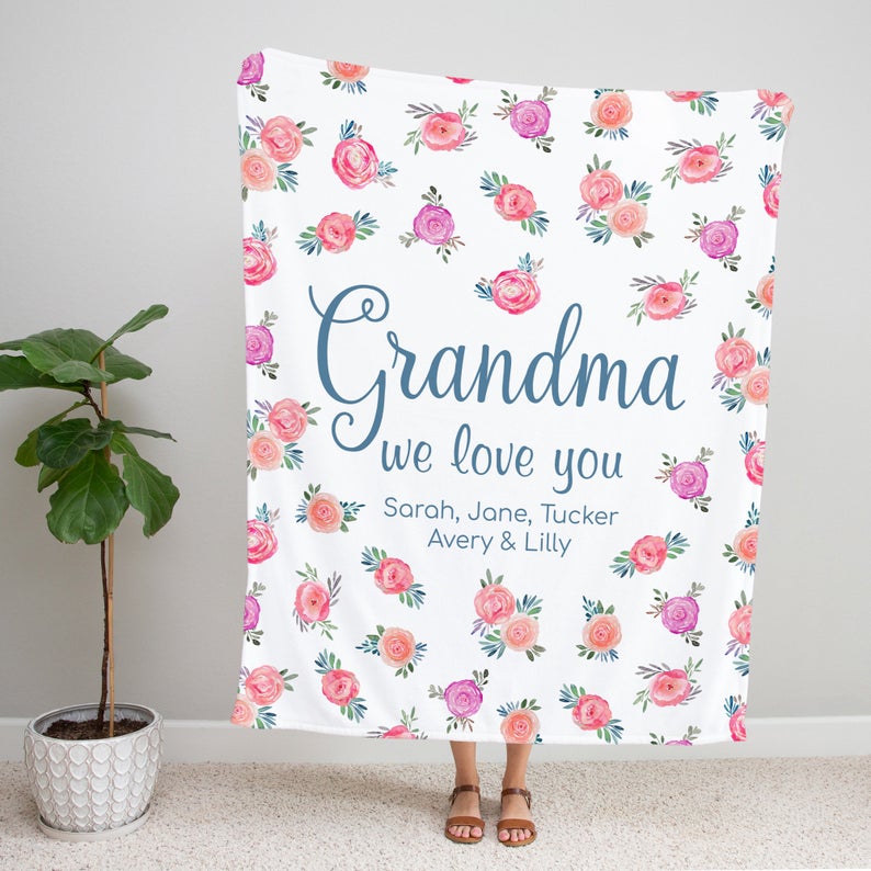 Personalized Flora Mom/Nana/Auntie We Love You Blanket|11042236