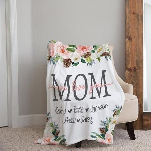 Personalized Flora Mom/Nana/Auntie We Love You Blanket|11042222