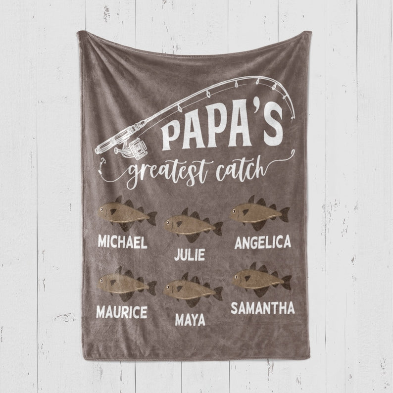 Personalized Fathers Day Blanket Fishing