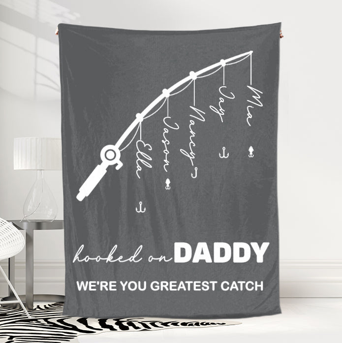Personalized Fathers Day Blanket Hooked On