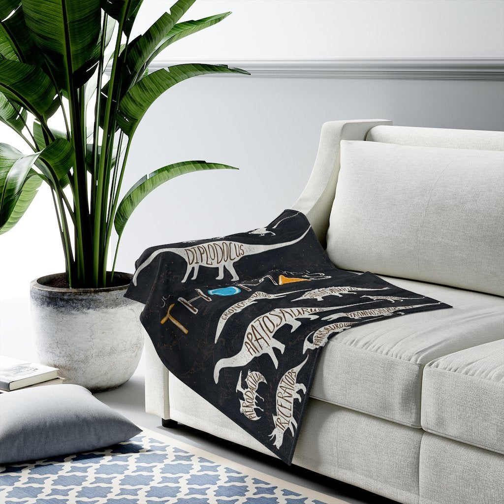 Custom Name Fleece Cartoon Dinosaur Blanket II16