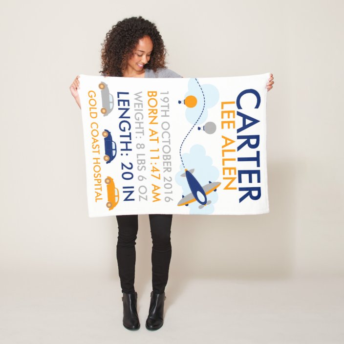 Custom Name Fleece Cartoon Airplane Blanket III09
