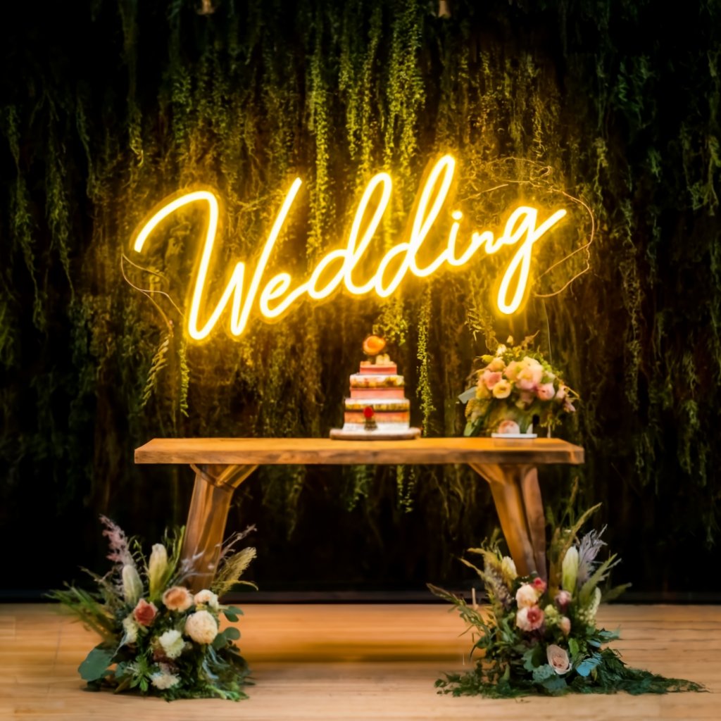 Premium Wedding Backdrop with Neon Sign - Create a Captivating Ambience for Your Special Day VIIS - NeonTitle