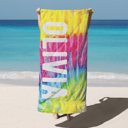 Personalized Beach Towel Tie Dye Colorful