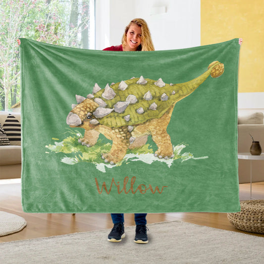 Custom Name Fleece Dinosaur Blanket V01 | Personalized & Cozy!