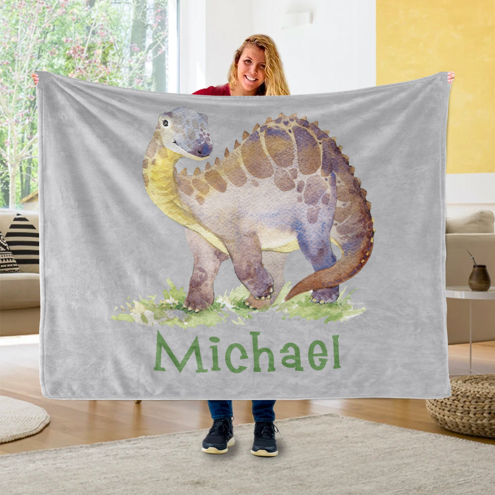 Custom Name Fleece Blanket Dinosaur IV04