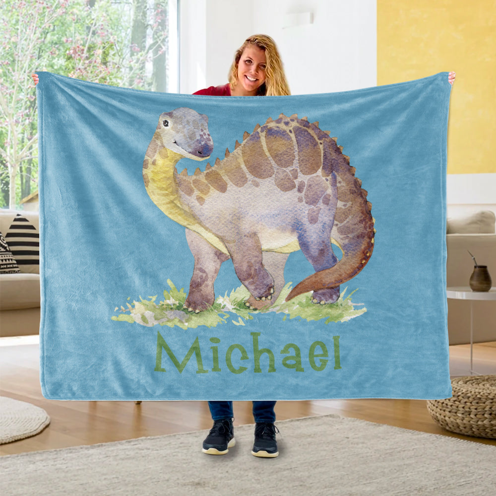 Custom Name Fleece Blanket Dinosaur IV04