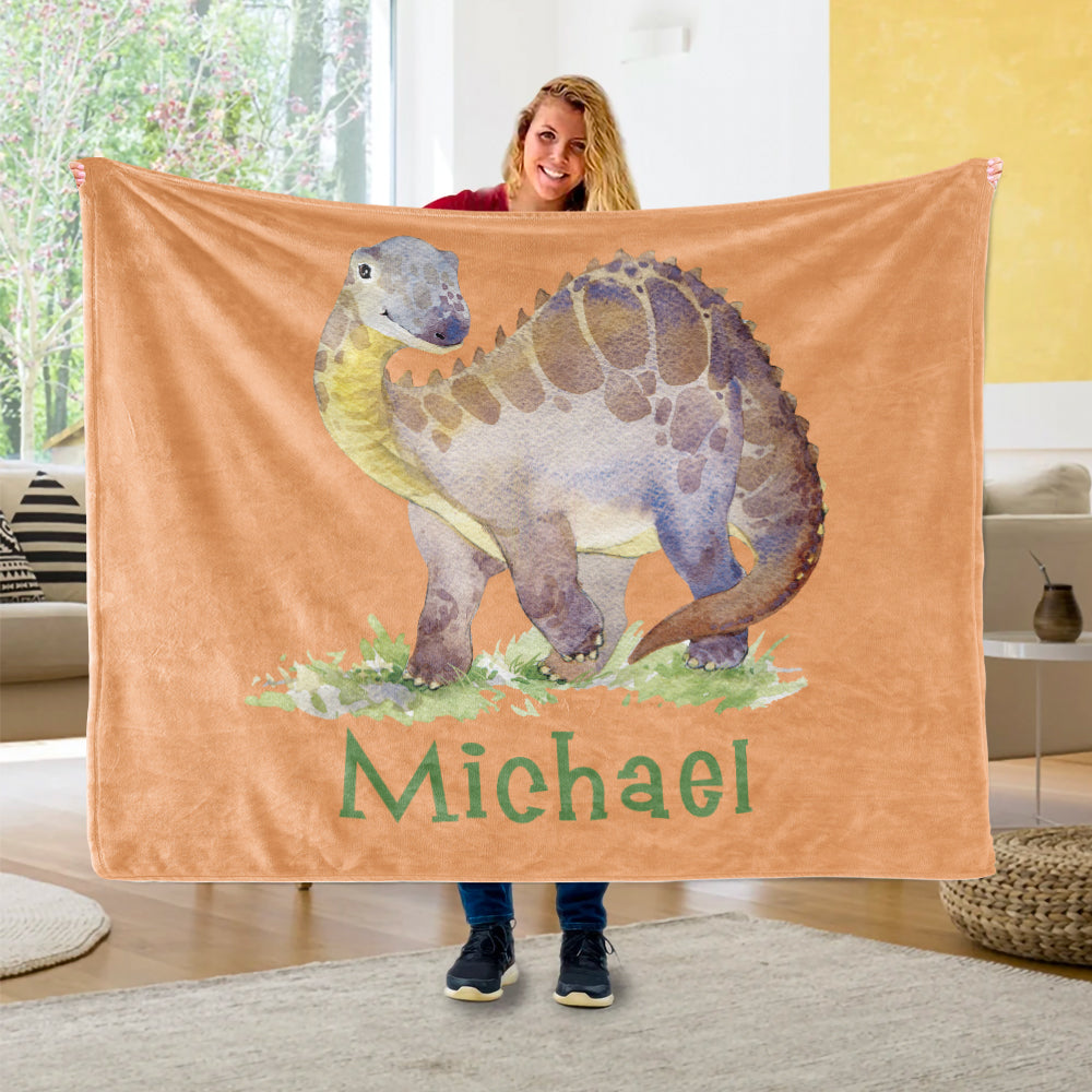 Custom Name Fleece Blanket Dinosaur IV04