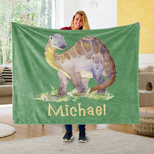 Custom Name Fleece Blanket Dinosaur IV04