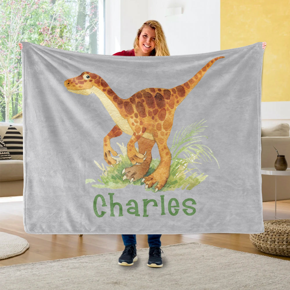 Custom Name Fleece Blanket Dinosaur IV05