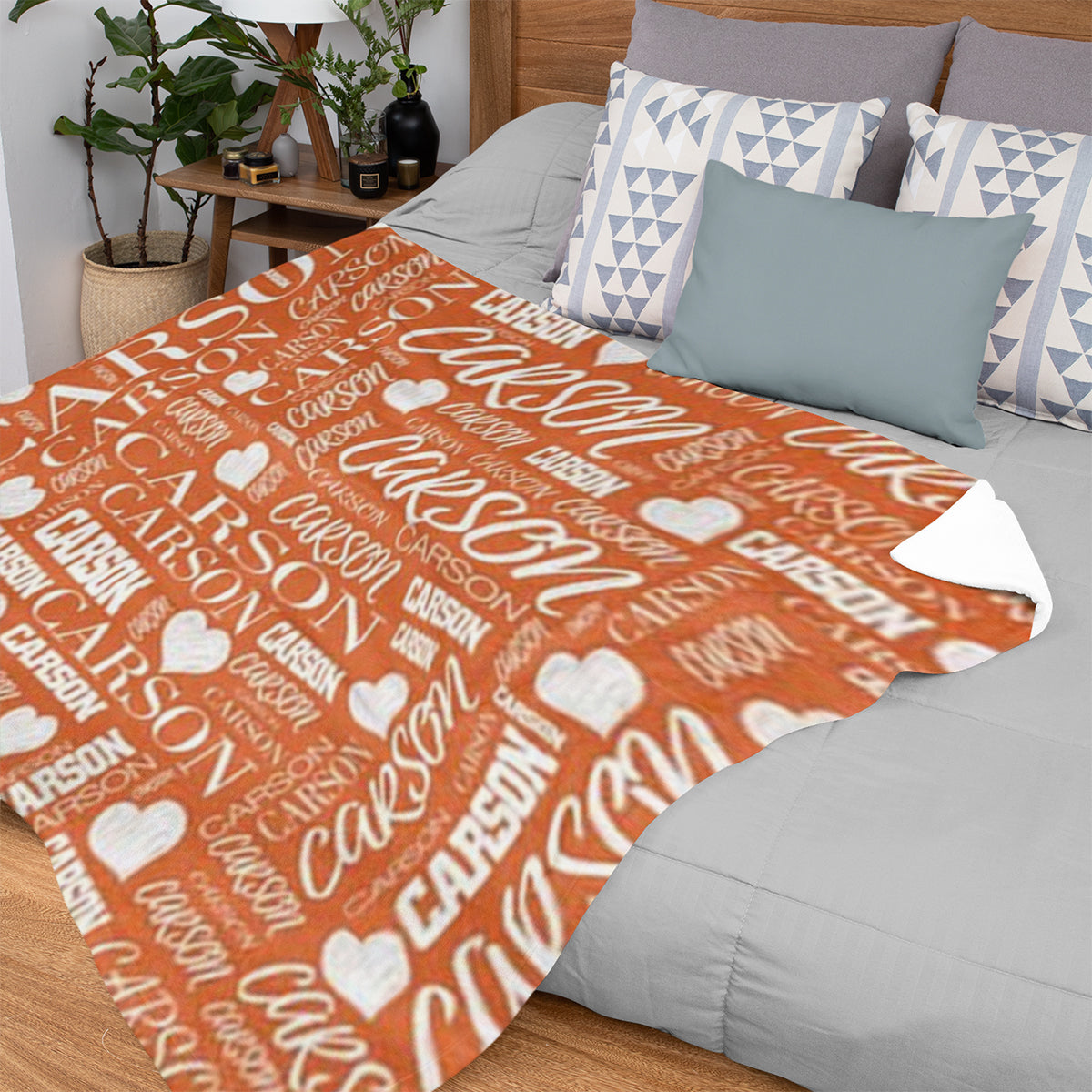 Personalized Name Arrange With Heart Word Art Multi Colors Fleece Blanket