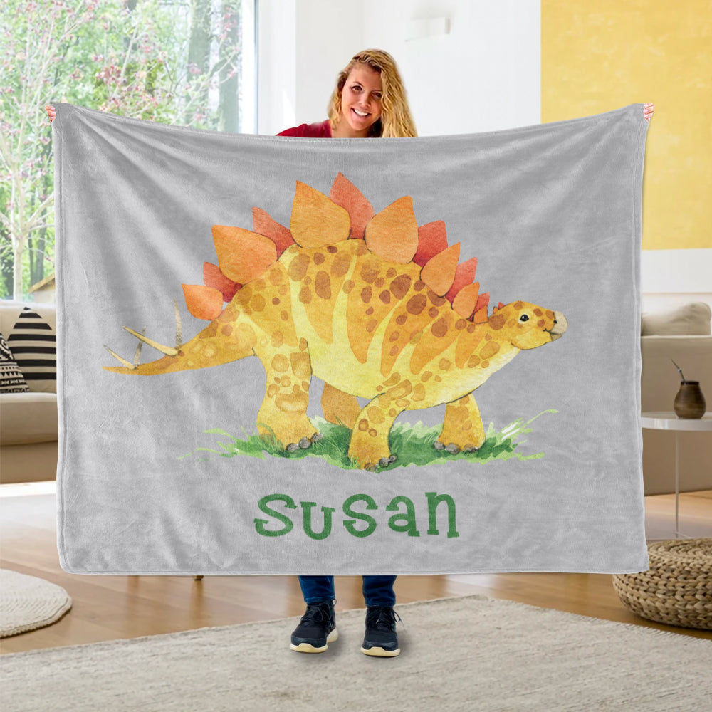 Custom Name Fleece Blanket Dinosaur IV08