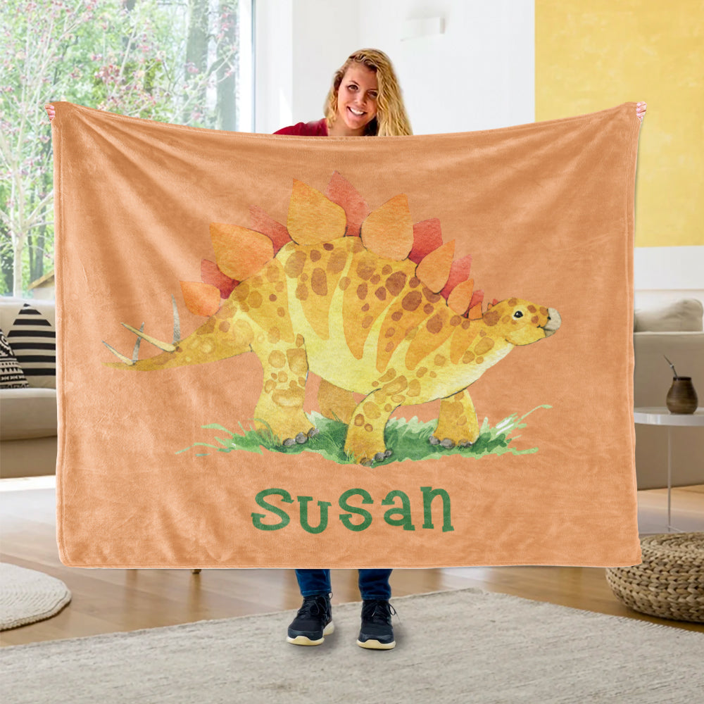 Custom Name Fleece Blanket Dinosaur IV08