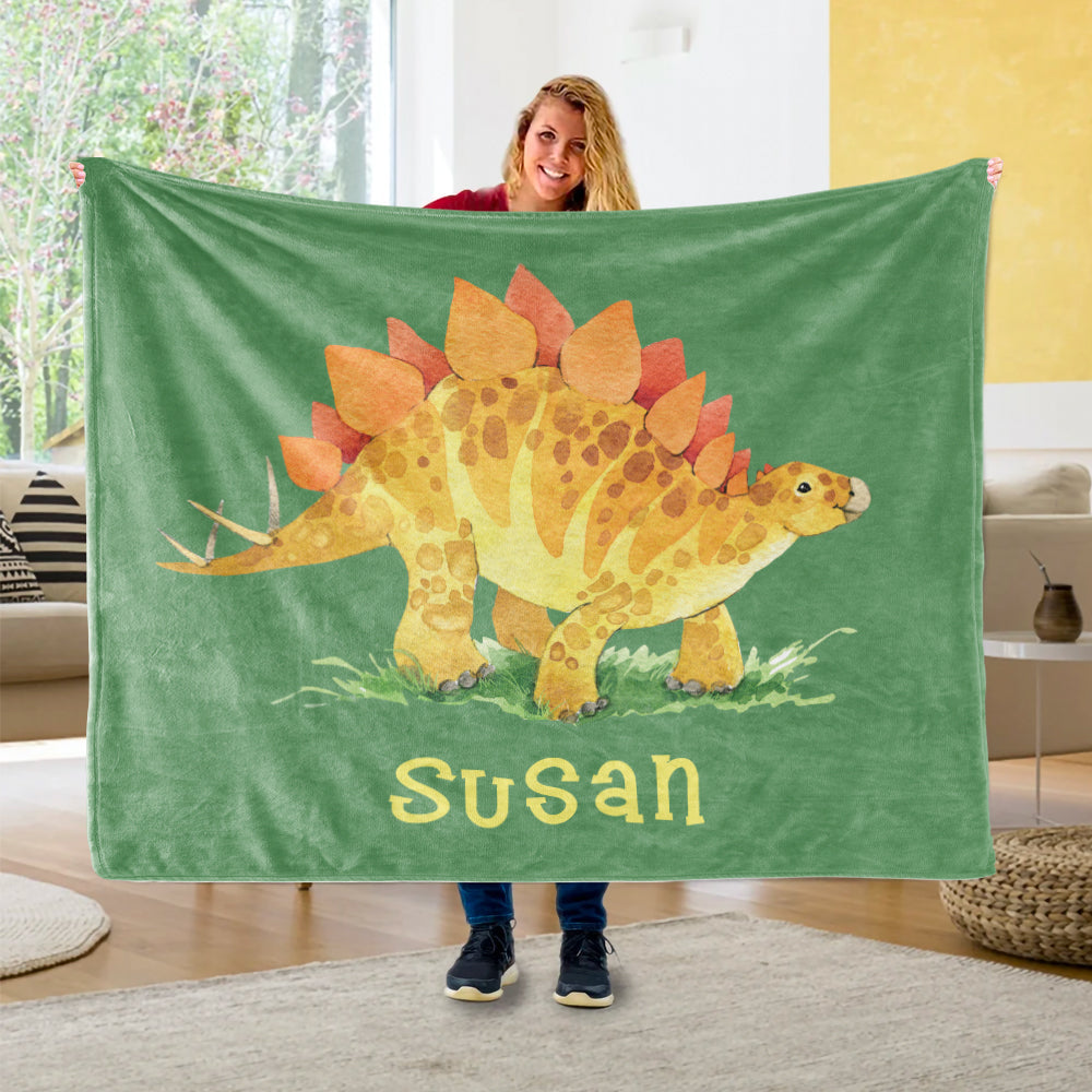 Custom Name Fleece Blanket Dinosaur IV08