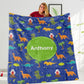 Custom Name Fleece Cartoon Dinosaur Blanket II15