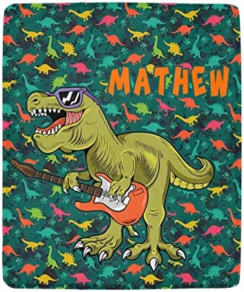 Custom Name Fleece Cartoon Dinosaur Blanket II21