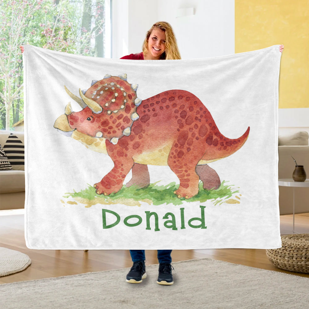 Custom Name Fleece Blanket Dinosaur IV10
