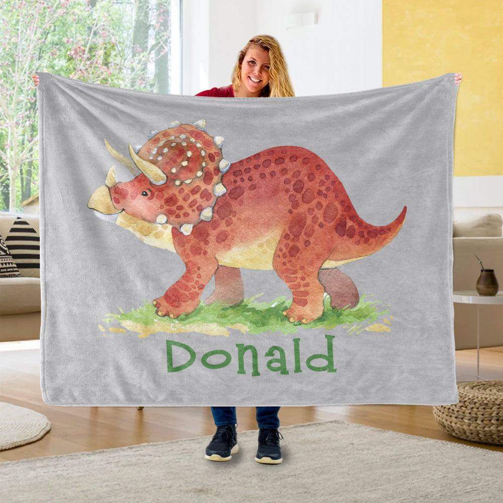 Custom Name Fleece Blanket Dinosaur IV10