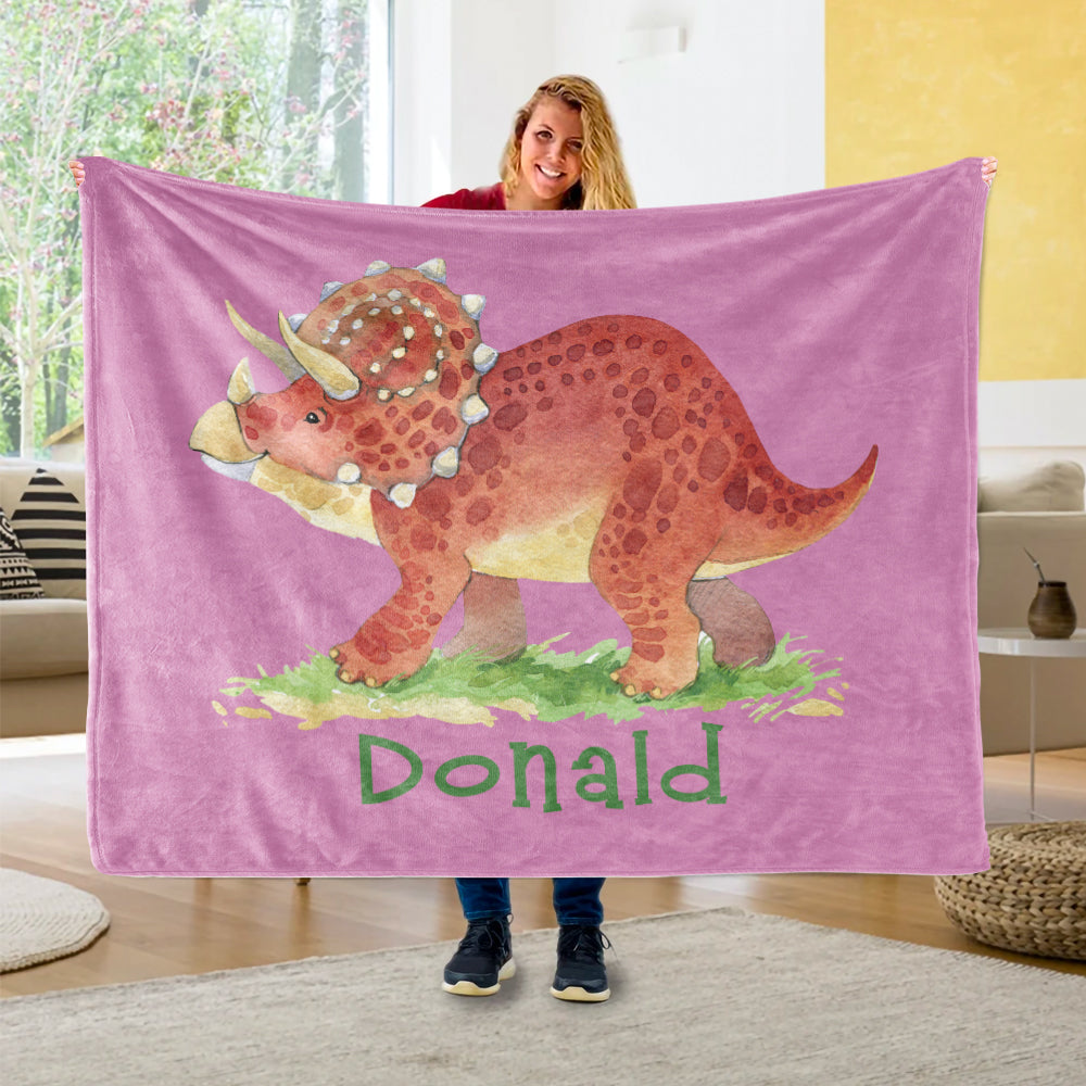 Custom Name Fleece Blanket Dinosaur IV10