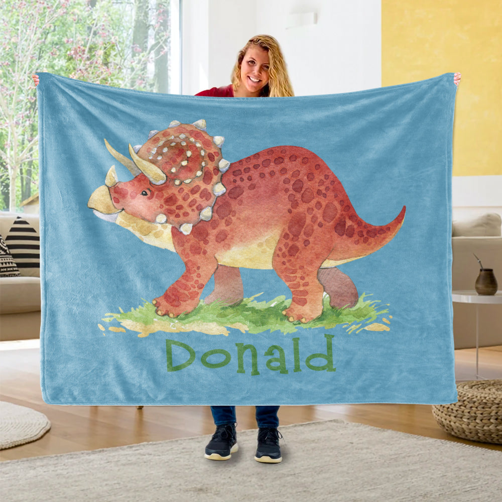 Custom Name Fleece Blanket Dinosaur IV10