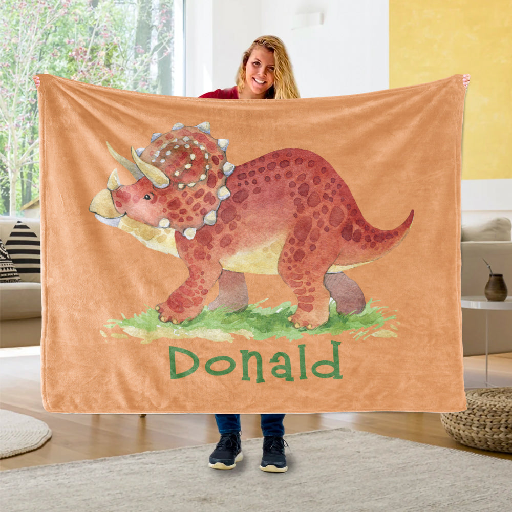 Custom Name Fleece Blanket Dinosaur IV10