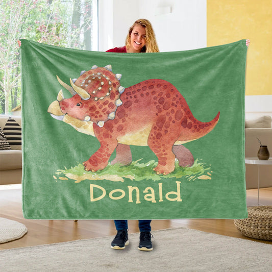 Custom Name Fleece Blanket Dinosaur IV10