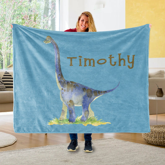Custom Name Fleece Blanket Dinosaur IV11