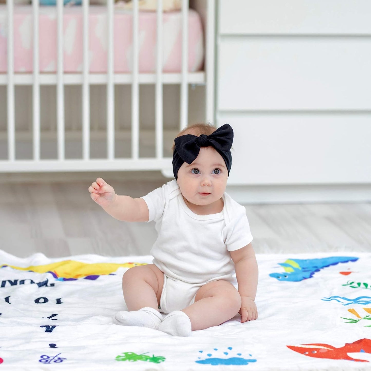 Custom Name Fleece Cartoon Dinosaur Milestone Blanket I01