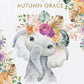 Custom Elephant Baby Blankets With Flower Around
