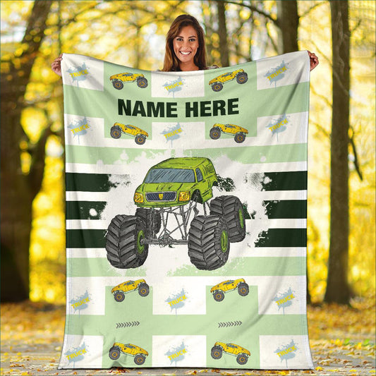 Custom Name Fleece Cartoon Blanket II06 - Truck