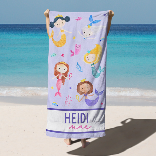 Mermaid tales Personalized Kids Beach Towel