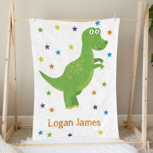 Custom Name Fleece Cartoon Dinosaur Blanket II12