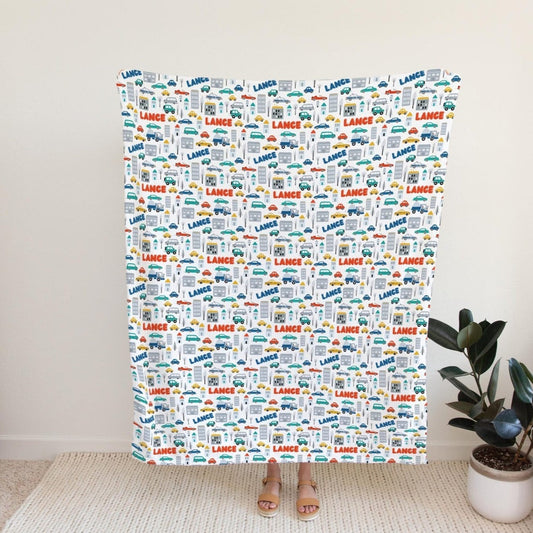 Custom Name Fleece Cars Blanket for Babies, Toddlers and Kids Blanket II03