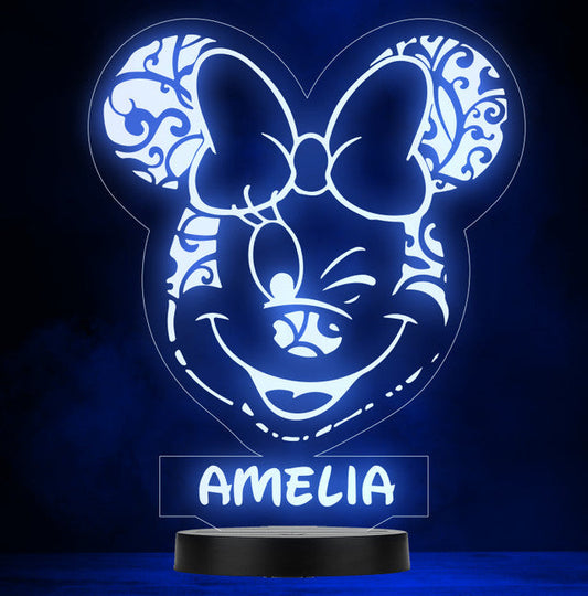 Personalised Cartoon Colour Change Light LED Bedroom Night Light Boys Girls Wink Eyes