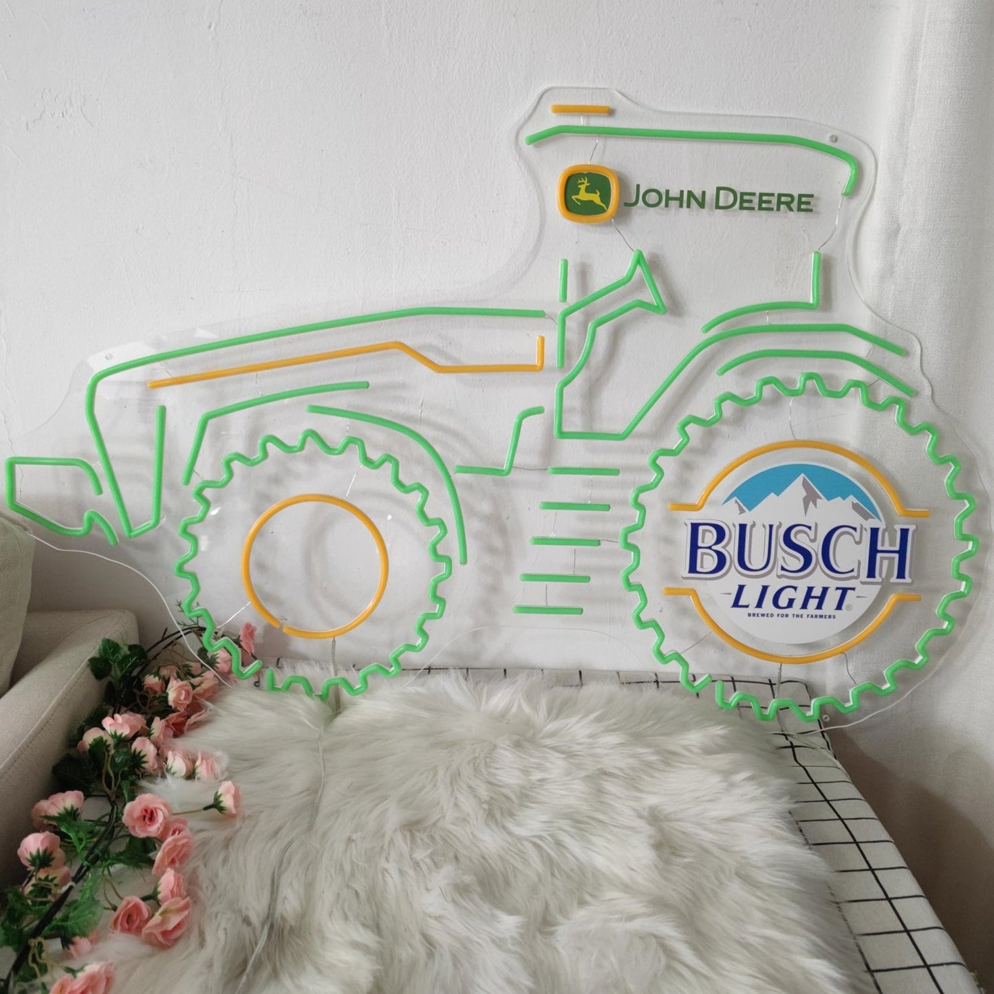 John Deere Busch Light Neon Sign